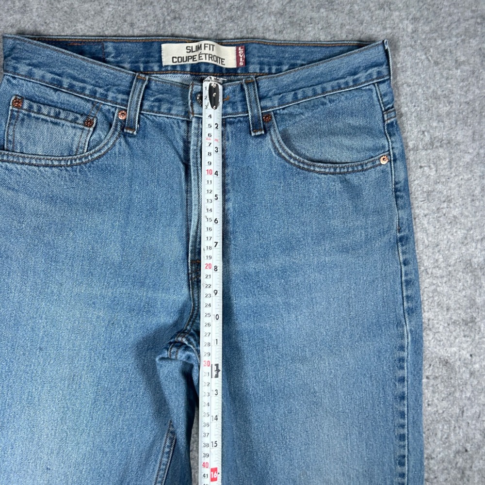 Levi's 516 Denim Jeans Mens 34x30 Blue Slim Fit Straight Leg Raw Hem - Picture 7 of 16